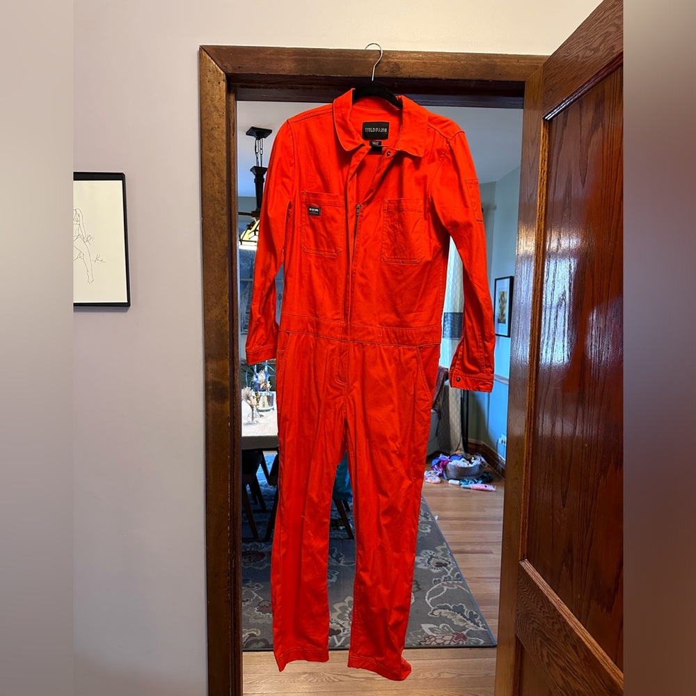 Wildfang Bright Red Long-Sleeve Utility Jumpsuit